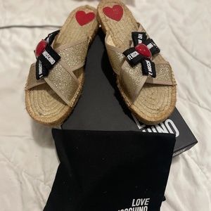 LOVE MOSCHINO Bow Logo Espadrille Sandals